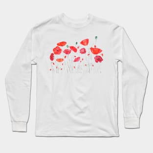 orange and red poppy painting Long Sleeve T-Shirt